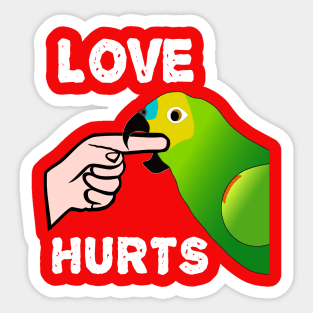 Love Hurts Blue Front Amazon Parrot Biting  (Ver.1) Sticker